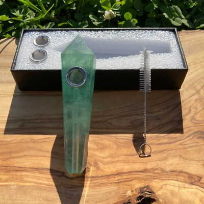 #ad Handmade Green Fluorite Smoking Crystal Pipe Hand Spoon Pipe Tobacco Smoke Bowl $14.99
