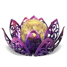 Afirst Solar Lights Outdoor, Lotus Lamp Garden Decor Metal Crackle Glass Sola...