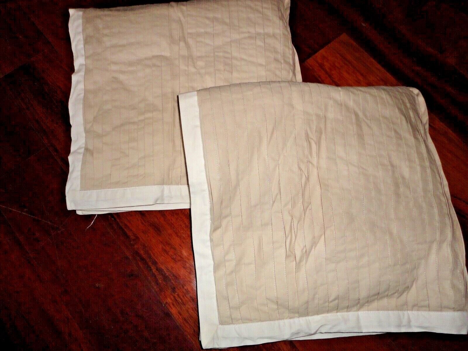 JCP CHRIS MADDEN PLEATED BEIGE & CREAM MODERN (2) EURO PILLOW SHAMS 26