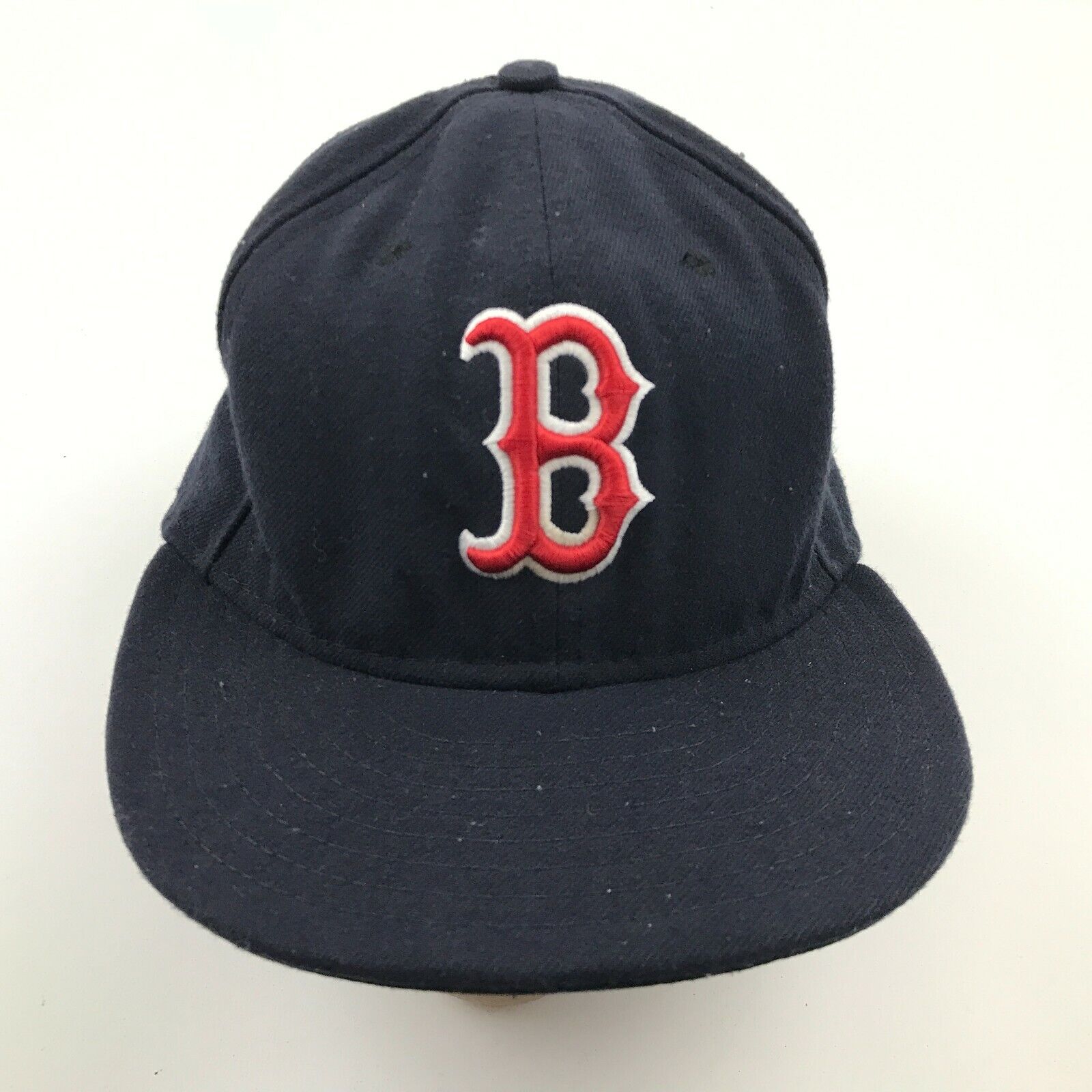 VINTAGE Boston Red Sox Hat Cap Size 7 3/8 Fitted Blue Baseball New Era 90s  USA