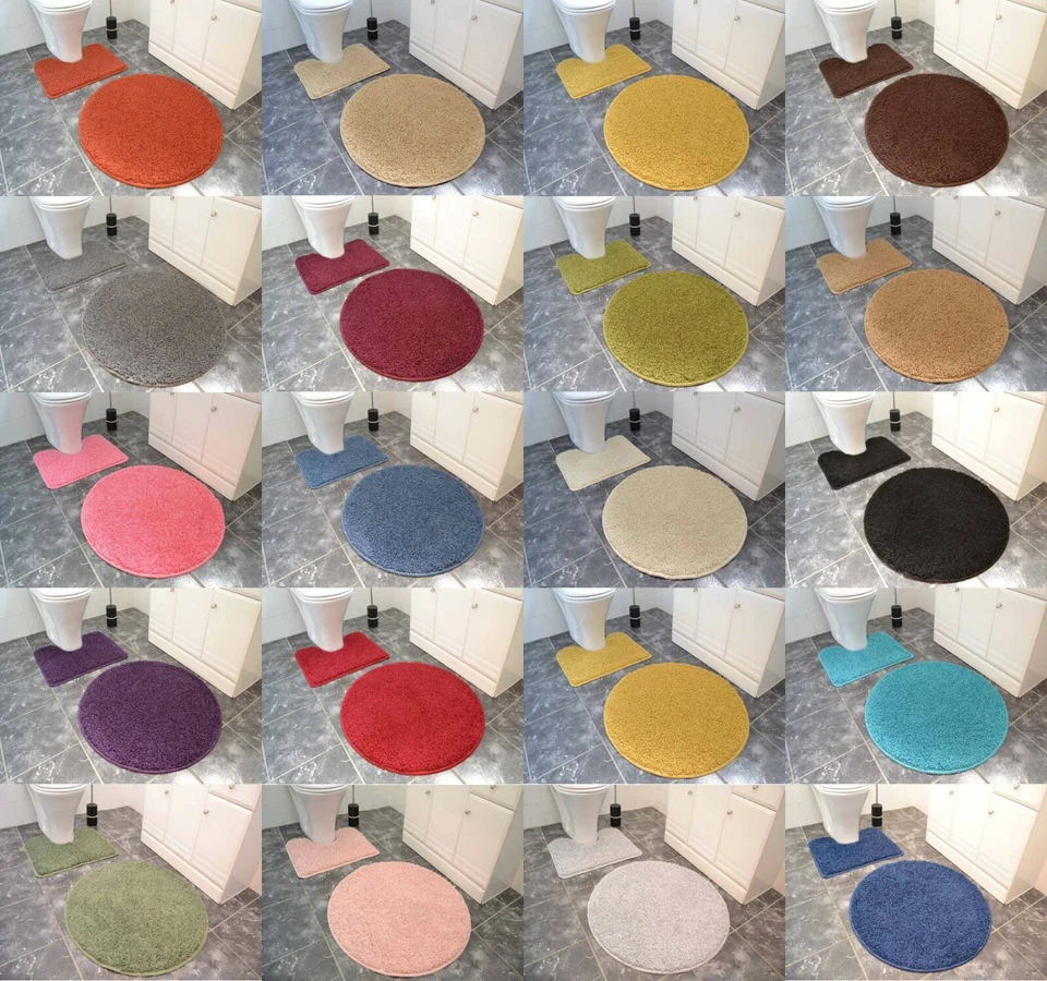 RSM RUGS Bath Mats Toilet Rugs Luxurious Large Shaggy Bathroom 2 Piece Circle Deluxe Set