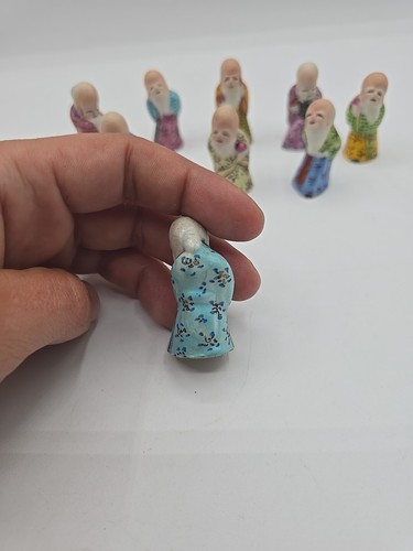Vintage Chinese Famille Rose Miniature Porcelain Immortal Figurine ( Set Of 9) - Picture 3 of 19