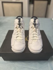 Jordan Air Jordan 6 Retro GS Boys' White Midnight Navy Sneakers Size 5Y