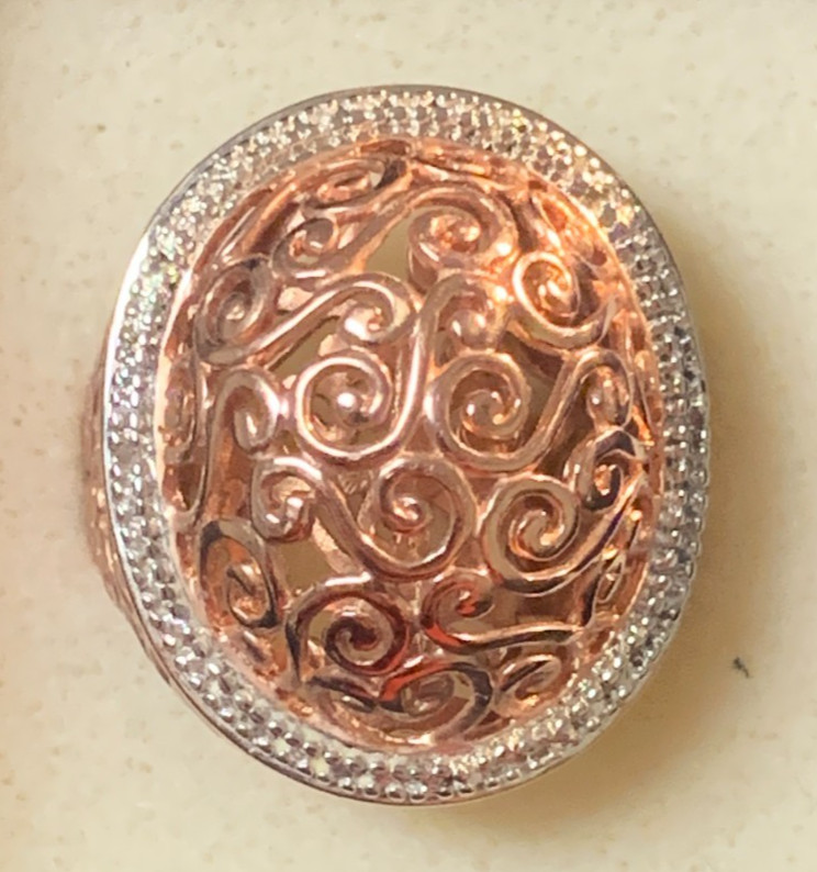 HSN Ross Simons .925 Sterling Silver Rose Vermeil Accent Ring Size 9