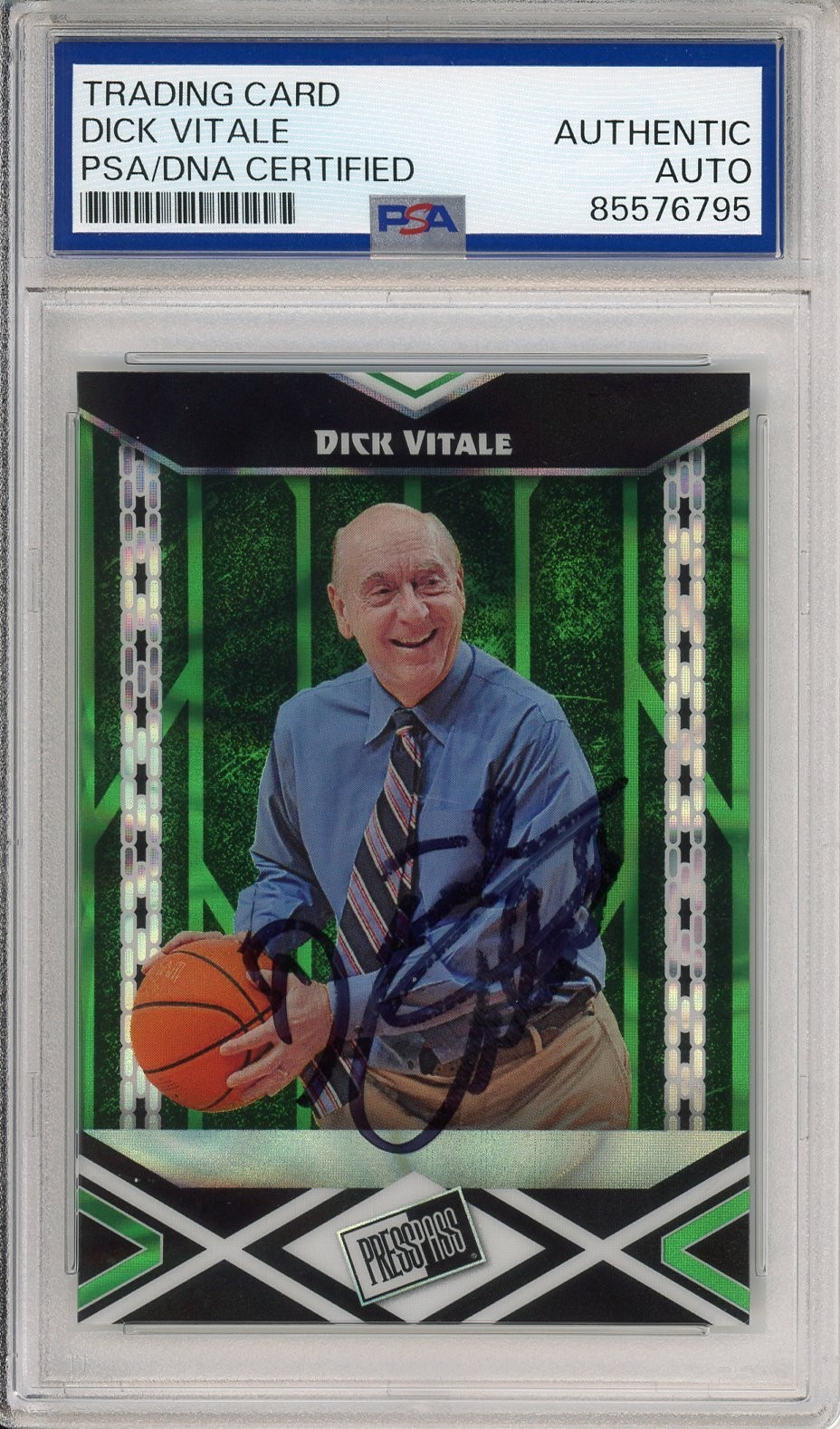2024 LEAF PRESS PASS DICK VITALE SIGNED 1/1 PROOF CARD PSA DNA COA AUTOGRAPH HOF view 1