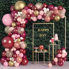 162Pcs Burgundy Balloon Garland Arch Kit Light Pink White Maroon Balloons Party
