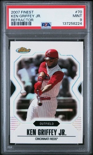 2007 TOPPS FINEST KEN GRIFFEY JR REFRACTOR CARD #70 *GRADED PSA MINT 9!