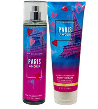 BATH BODY WORKS 2p. GIFT SET PARIS AMOUR FINE FRAGRANCE MIST BODY CREAM NEW
