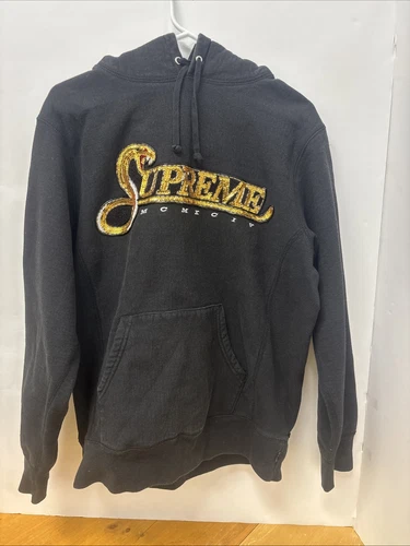 Felpa con cappuccio Supreme Sequin Viper nera oro grande FW19 G Snake
