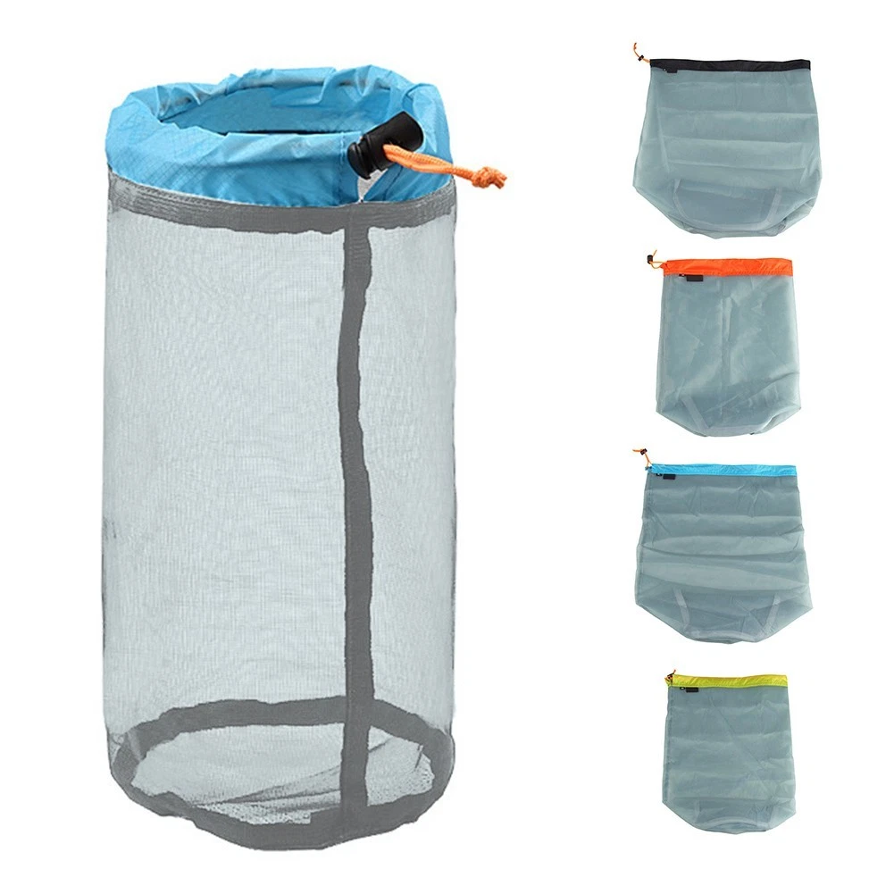 Convenient Mesh Storage Bag with Drawstring for Hiking and For Camping