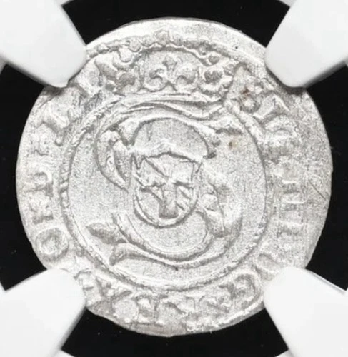 LIVONIA 1598 Teutonic Knights Riga Poland Medieval Silver Schilling 1S NGC MS