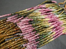 Multi Color Naturel Tourmaline 2.8mm Faceted Bead Strand 13"