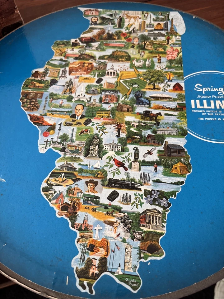 RARE  Vintage 1969 Springbok Contour 450 pc.  State of Illinois Puzzle Map - Image 2 of 4