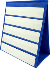 Blue Tabletop Desktop Pocket Chart with Bonus 20X Dry Erase Cards. Double Sided