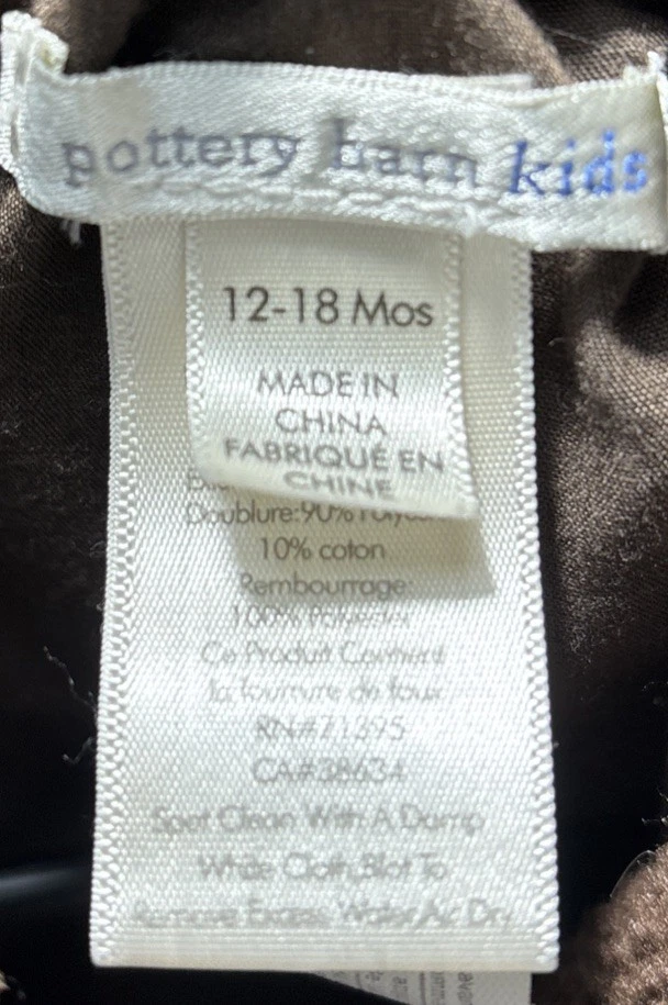  Pottery Barn Brown Bear Costume 12-18M Baby Toddler Halloween Outfit  - Image 3 of 4