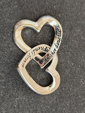 Sterling Silver 925 Mother Daughter Friends Forever Double Heart Charm