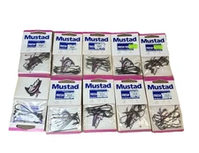 Lot of 12 Mustad Fresh Water Hooks 3191 Size 1 – 10 Hooks per Pack