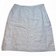 Talbots Irish Linen Skirt Blue White Micro Check A-Line Knee Length NWT Size 12