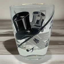 Vintage Hazel Atlas Rare Whiskey Shot Glass MCM Putting On The Ritz 4oz Gold Rim