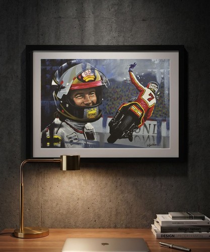 Barry Sheene MotoGP A3 Druck vom Gemälde von Greg Tillett Poster Wandbild - Bild 1 von 3