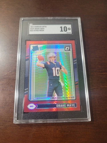 Drake Maye 2024 Optic #229 Red Hyper Rookie SGC 10 Elite New England Patriots QB