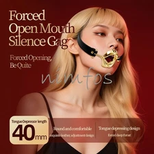 Metal Hollow Mouth Gag Fixed Tongue Oral Fixation Ring Mouth Couple Adult Games 