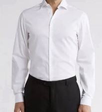 Calvin Klein Mens Standard White Cotton Blend Sleeve Button Shirt NWOT X-Large