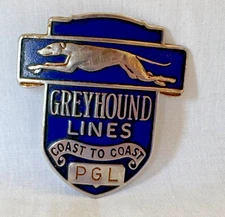GREYHOUND LINES "COAST TO COAST" Hat Badge BUS Pin Transportation