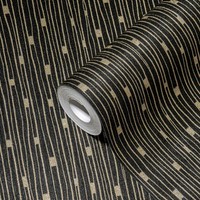 Tapete 50Er Jahre Retro Design – Schwarz, Metallic