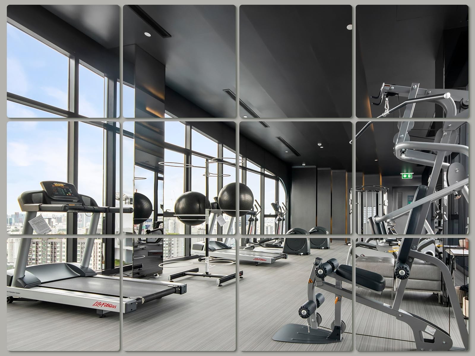 Home Gym Mirrors for Gym, 12Pcs 14&Prime;&times;12&Prime; Square HD Glass Full Length Wall Mirr...