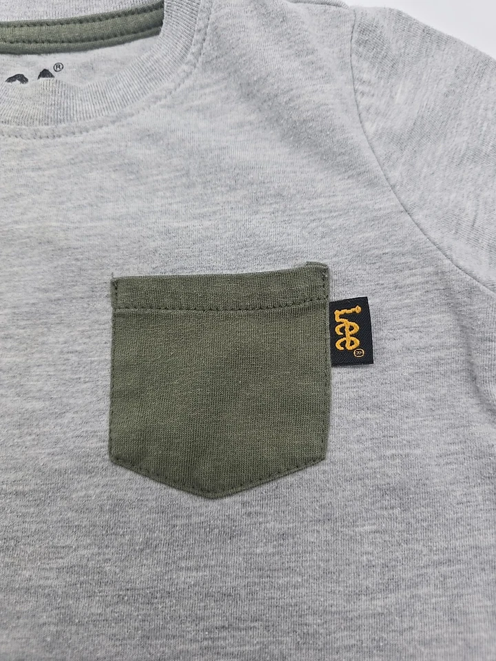 Lee T-Shirt Youth Boy Size 3T Gray Pocket Tee Solid ..#35704 - Image 2 of 4
