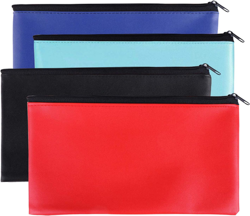 Reißverschluss Banktaschen, 4er Pack Geldbeutel PU Leder Bargeld- und Münzbeutel mit Reißverschluss  - Bild 7 von 12