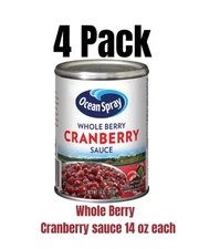 Ocean Spray Whole Berry Cranberry Sauce 4 Pack 14oz Each