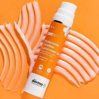 The Derma co Hyaluronic Invisible Sunscreen Gel  Hyaluronic Acid  Vitamin E  50g