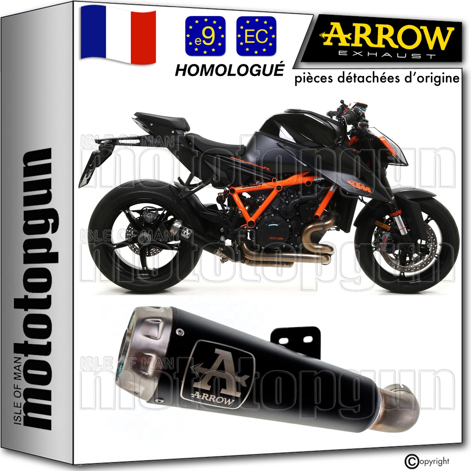 Pot echappement Arrow Pro-Race noir moto KTM 1290 Superduke R 2022 silencieux