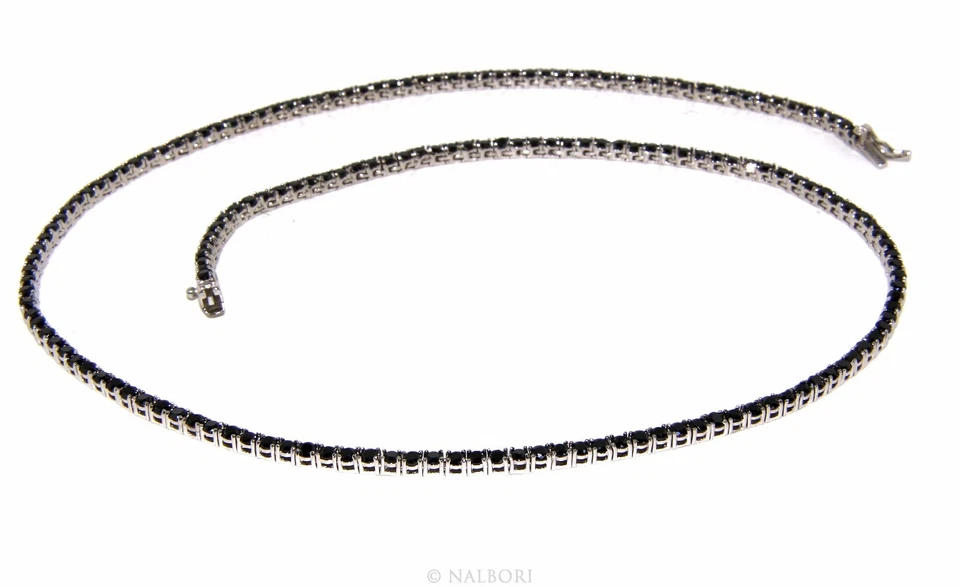 collana tennis argento 925 nero zirconi 2,5mm donna uomo brillanti collier - Immagine 2 di 4