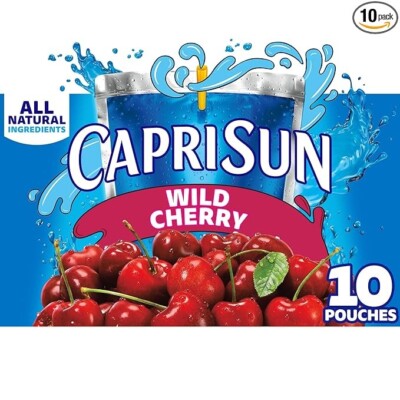 Capri Sun Wild Cherry Naturally Flavored Kids Juice Drink Blend (10 ct Box, 6 fl
