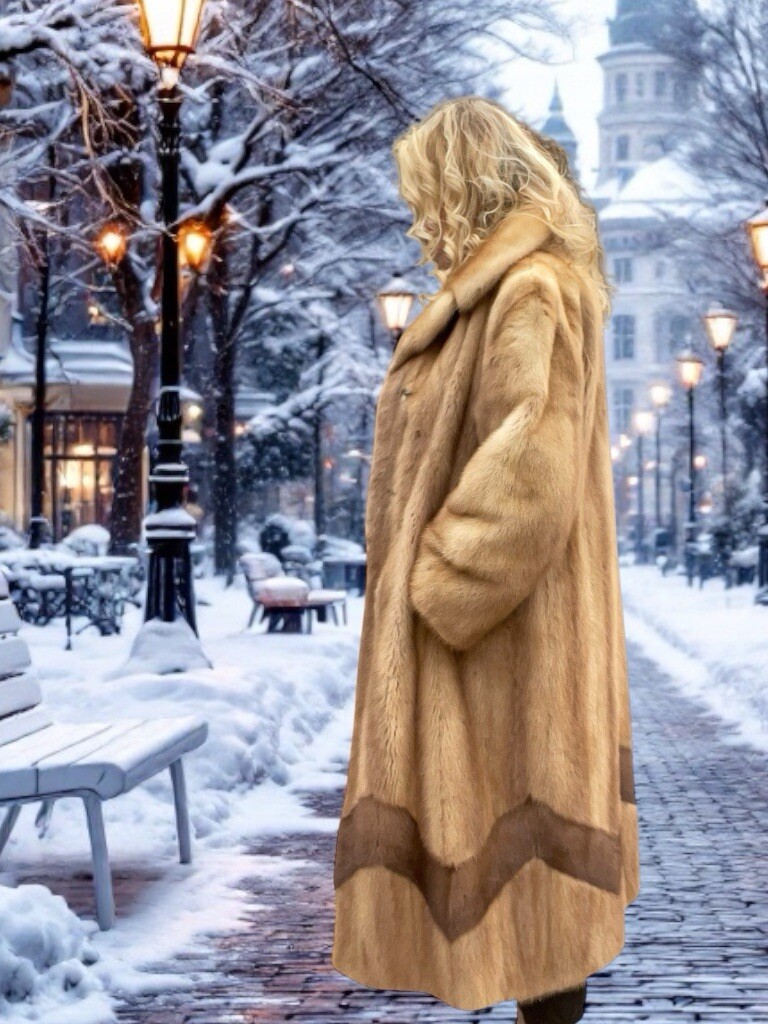 🔥Rare Vintage Mink Chevron 2 Tone Full Length fur coat German Pel Z ...