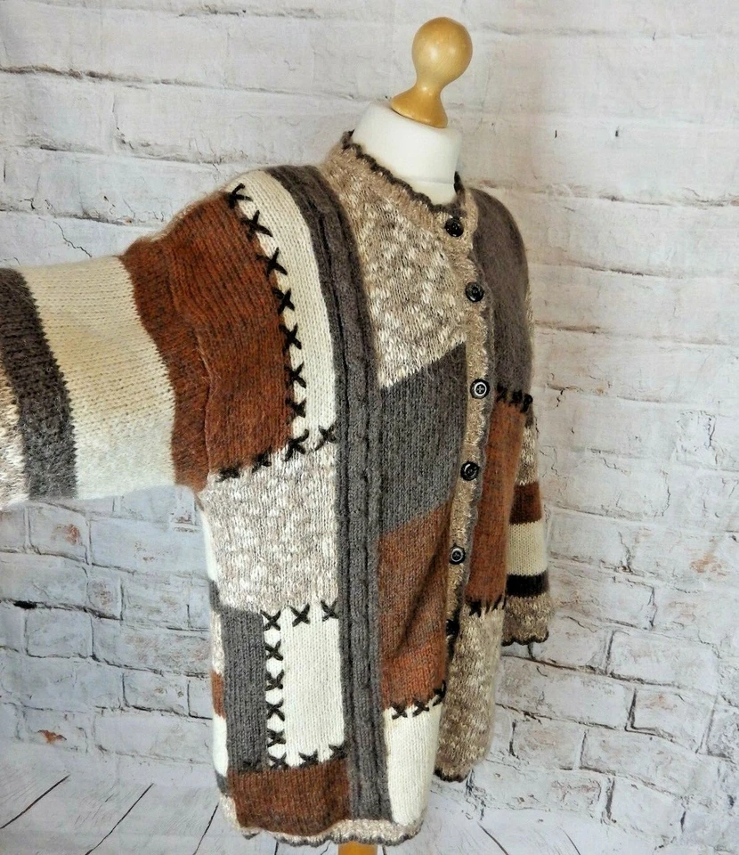 "C&A cárdigan mezcla mohair True Vintage C&A marrón años 70 coatigan S pequeño 12 14 busto 44" Foto 2 de 4