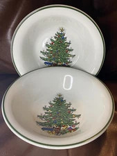 Cuthbertson 2 Original Christmas Tree Vegetable Serving Vegetable Bowl 9" Green