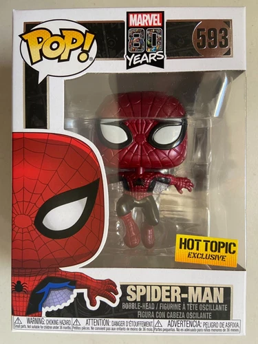 Funko Pop Marvel 80 Años Spider-Man #593 Metal Hot Topic Exclusivo