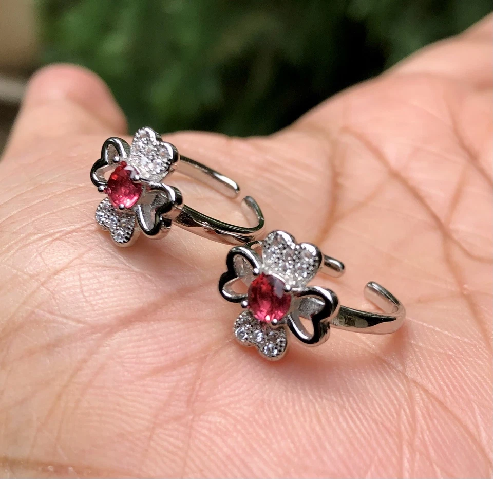 2 Stück 925 Sterling Silber + cz Zehenringe verstellbar, hochglanzpoliert, ve... - Bild 2 von 4