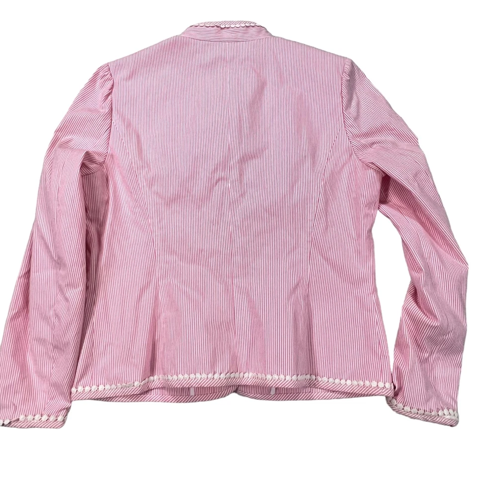 Jaqueta Lilly Pulitzer Feminina 8 Rosa Listra Branca Coração Dia dos Namorados Botão - Imagem 3 de 4