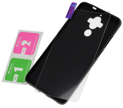 🆕 Silicon Handyhülle Handytasche Schwarz Tasche 9HGlas für Huawei Mate  10 Pro