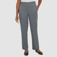  50 Alfred Dunner Women's Gray Herringbone Pull-On Straight-Leg Pants Size L