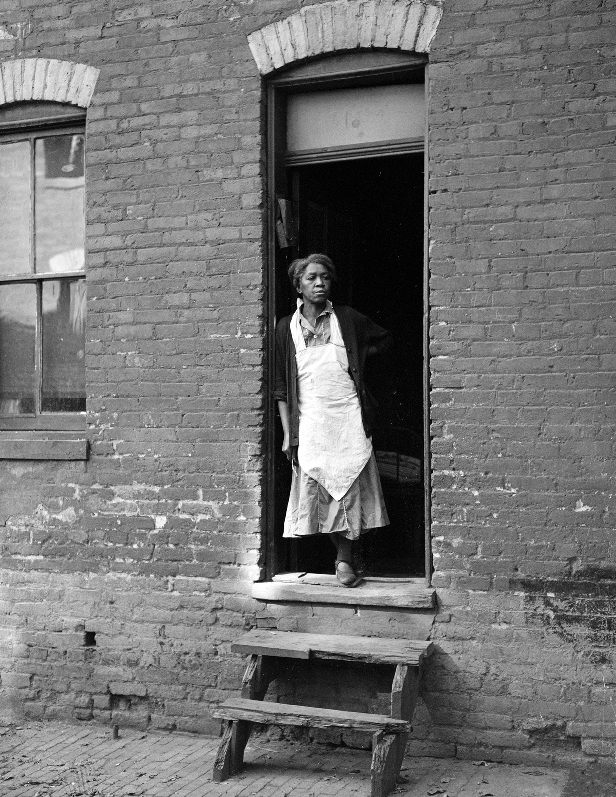 1937 African American Woman in Doorway, DC Vintage Old Photo 8.5" x 11