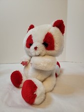 Vtg California Stuffed Toys White And Red Raccoon No Heart