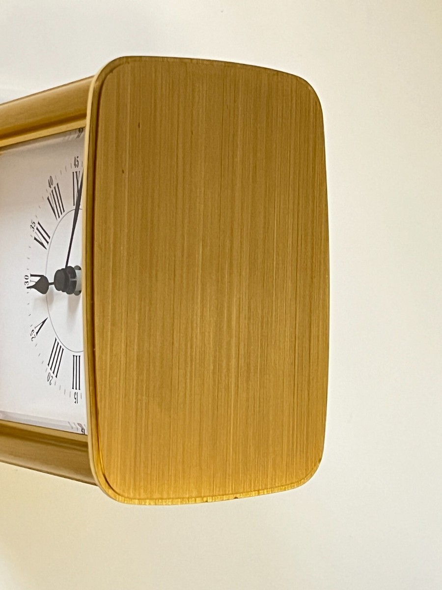 Tiffany & Co Brushed Gold Tone Porfolio Desktop Clock -Working