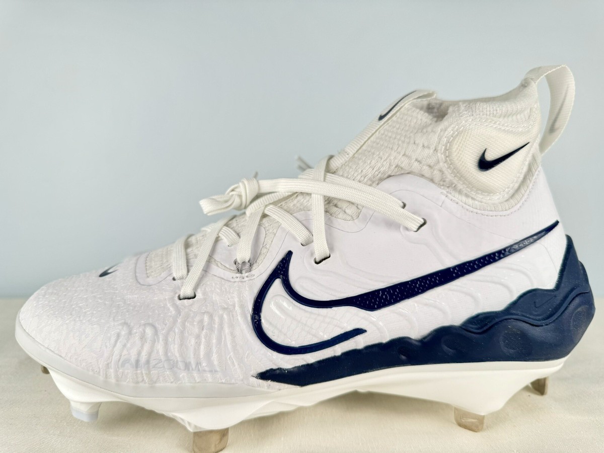 Nike Alpha Huarache NXT Baseball Cleats Metal White Navy Nike Alpha Huarache NXT Baseball Cleats Metal White Navy