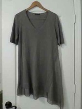 Eileen Fisher Linen and silk asymmetrical short sleeve lagenlook dress S 